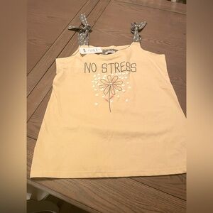 Day & Night Womans No STRESS Yellow & Gray Tank Top NWT Size Medium Daisy Cotton
